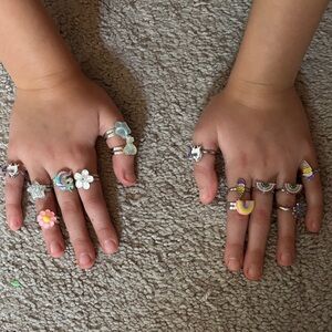 Colorful Kids' Adjustable Rings Set